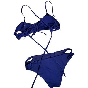 Sperry bikini Set cutout Cross-Back Straps Bronze Hardware Preppy Nautical Sz M